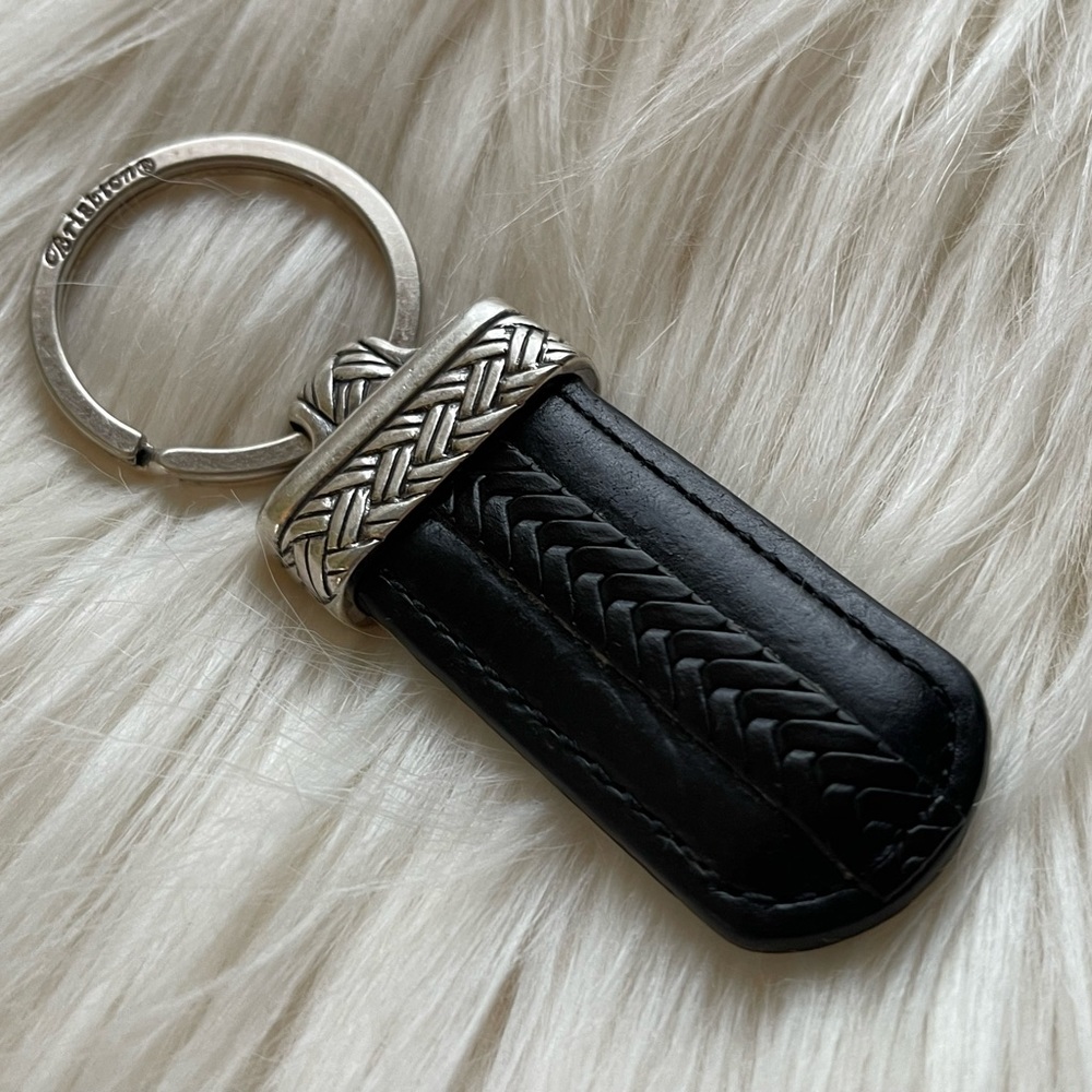 Brighton Leather Keychain with Basket Weave Metal Carving